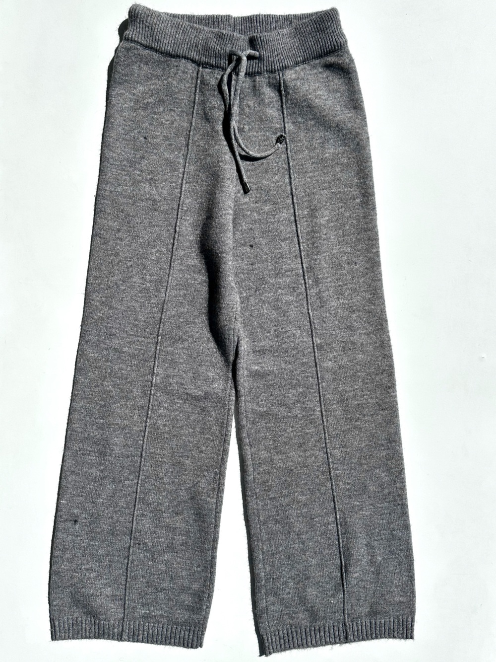 100% Cashmere Wide Leg High Waisted Knit Sweatpants in Heather Gray - Like New